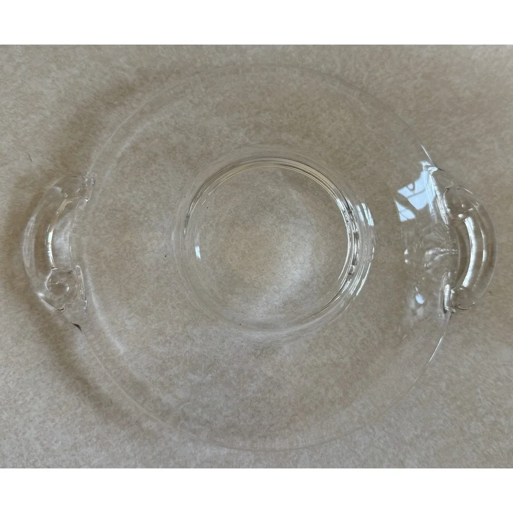 Vintage Cheese Butter Dish Round Clear Glass Plate With Cut Glass Dome Cover‎